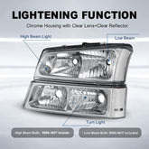 Headlight Assembly For 2003-2006 Chevy Silverado Avalanche 1500/2500/3500 with Chrome Housing/Transparent Lens/Transparent Cornor